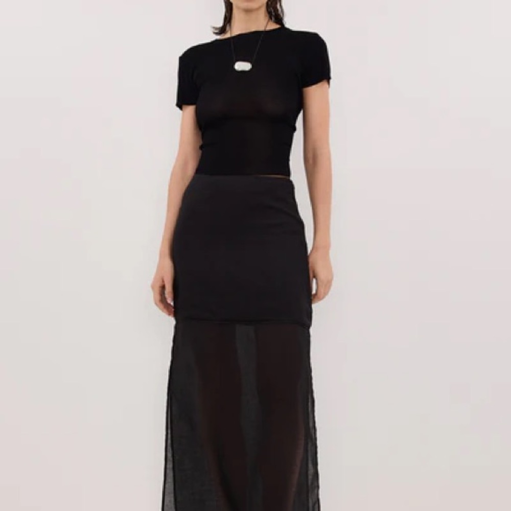 DISSH Kai Black Ramie Midi Skirt